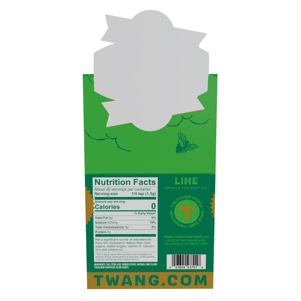 Twang Beer Salt, Lime Flavored, 1.4 oz Plastic Beer Shaped Bottles, 24 Pack