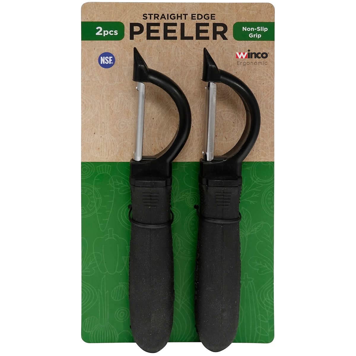 Winco Stainless Steel Straight Edge Swivel Peeler - 2 Pack