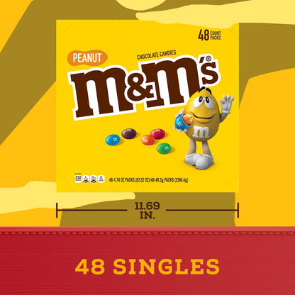 M&M'S Peanut Milk Chocolate Full Size Bulk Candy - 1.74oz/48ct