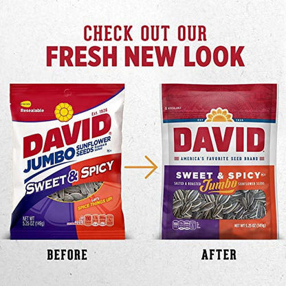 David Jumbo Sweet and Spicy Sunflower Seeds, 5.25 Oz., 12 Count