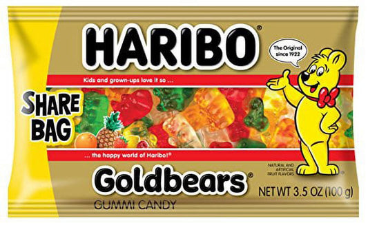 HARIBO Gummi Candy, Original Goldbears, 3.5 oz. Bag (Pack of 18)