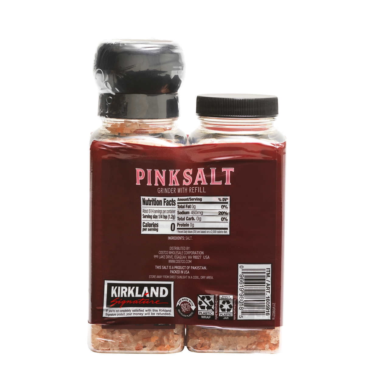 Kirkland Signature Pink Salt, Grinder wtih Refill, 13 Ounce (2 Count)