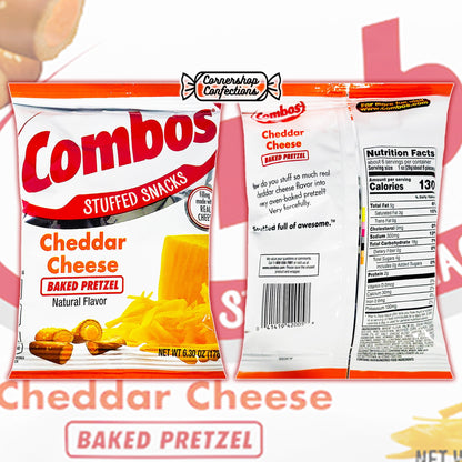 Combos Stuffed Snack 4 Flavors 1 Each Bulk Variety Share Pack - Pepperoni Pizza Baked Cracker, Cheddar Cheese Cracker, Pizzeria Baked Pretzel, Cheddar Cheese Pretzel In Cornershop Confections Pack