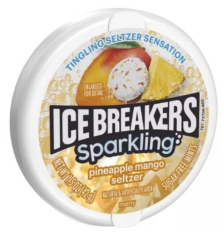 ICE BREAKERS SPARKLING PINEAPPLE MANGO SELTZER FLAVORED MINTS PUCK BOX