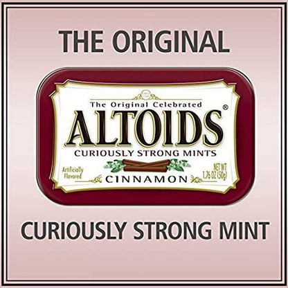Mars Wrigley Confectionery ALTOIDS Curiously Strong Breath Mints,Individual Packs,1.76-Ounce Tins -Spearmint Wintergreen Great For Holidays, Parties, Gifts & More! (Cinnamon 1.76 Ounce, 3) Multicolor
