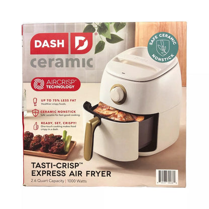 Dash DCAF12CGBGCM02 Ceramic Tasti-Crisp Express Air Fryer, 1000 Watts, 2.6 Qt Capacity - White