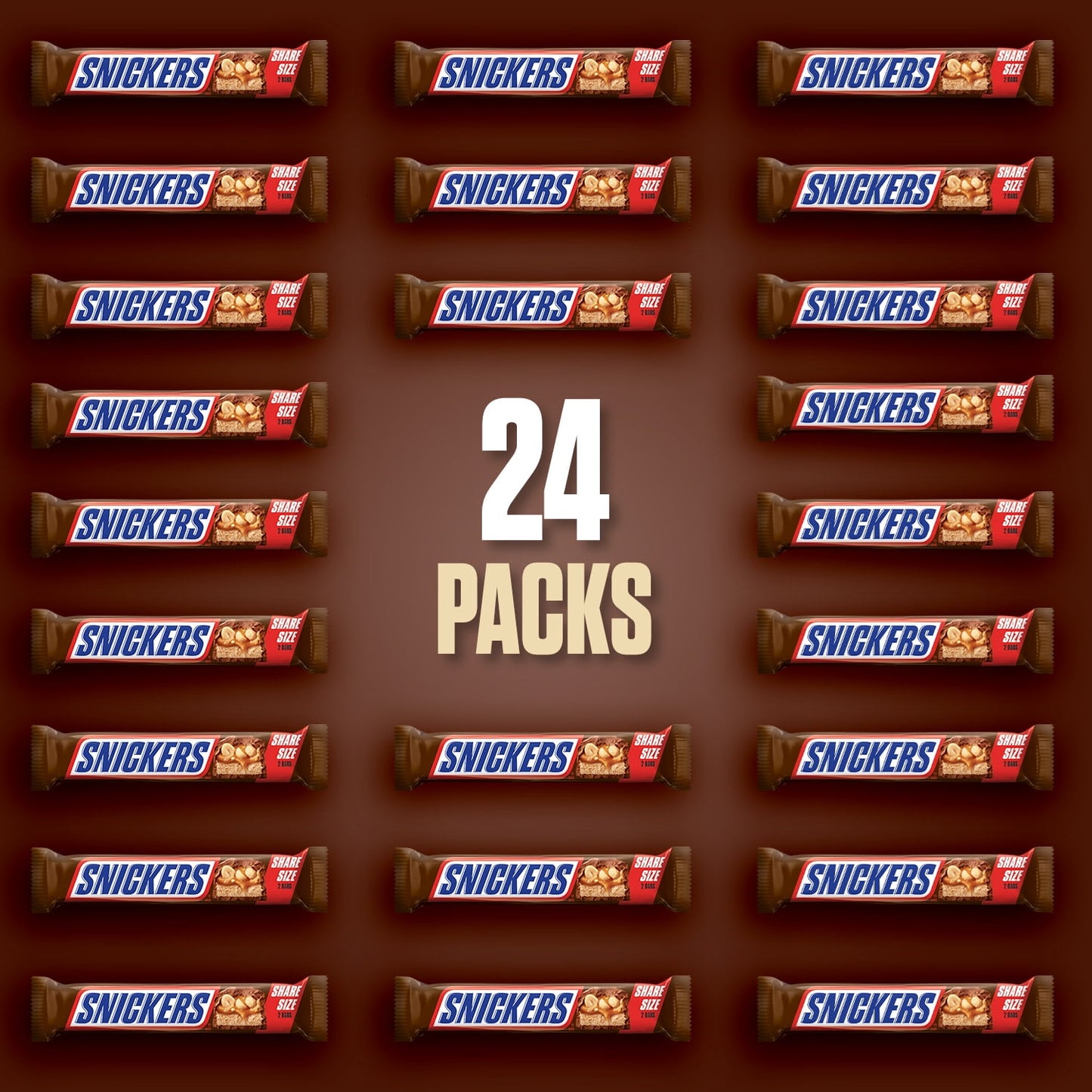 Snickers Chocolate Candy Bars Share Size - 3.29 oz. 24 ct. Bulk Pack