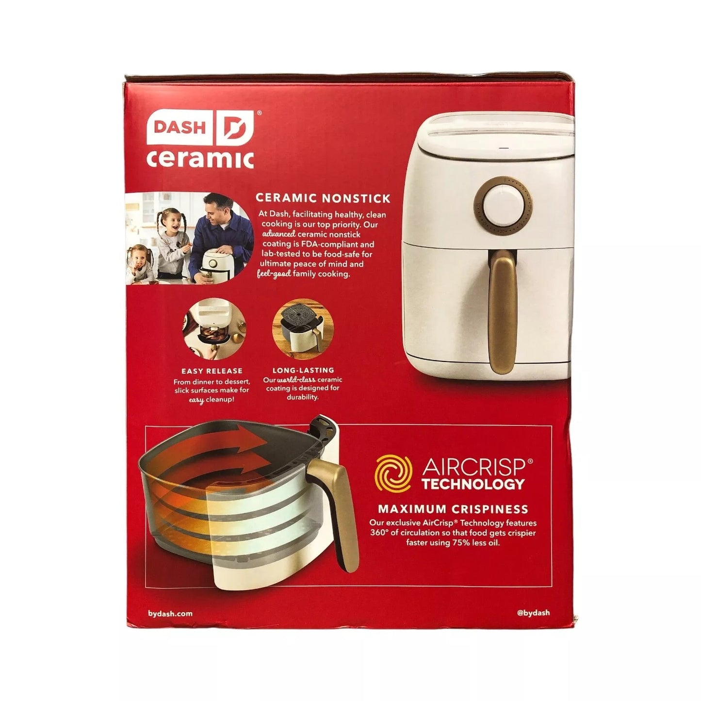Dash DCAF12CGBGCM02 Ceramic Tasti-Crisp Express Air Fryer, 1000 Watts, 2.6 Qt Capacity - White