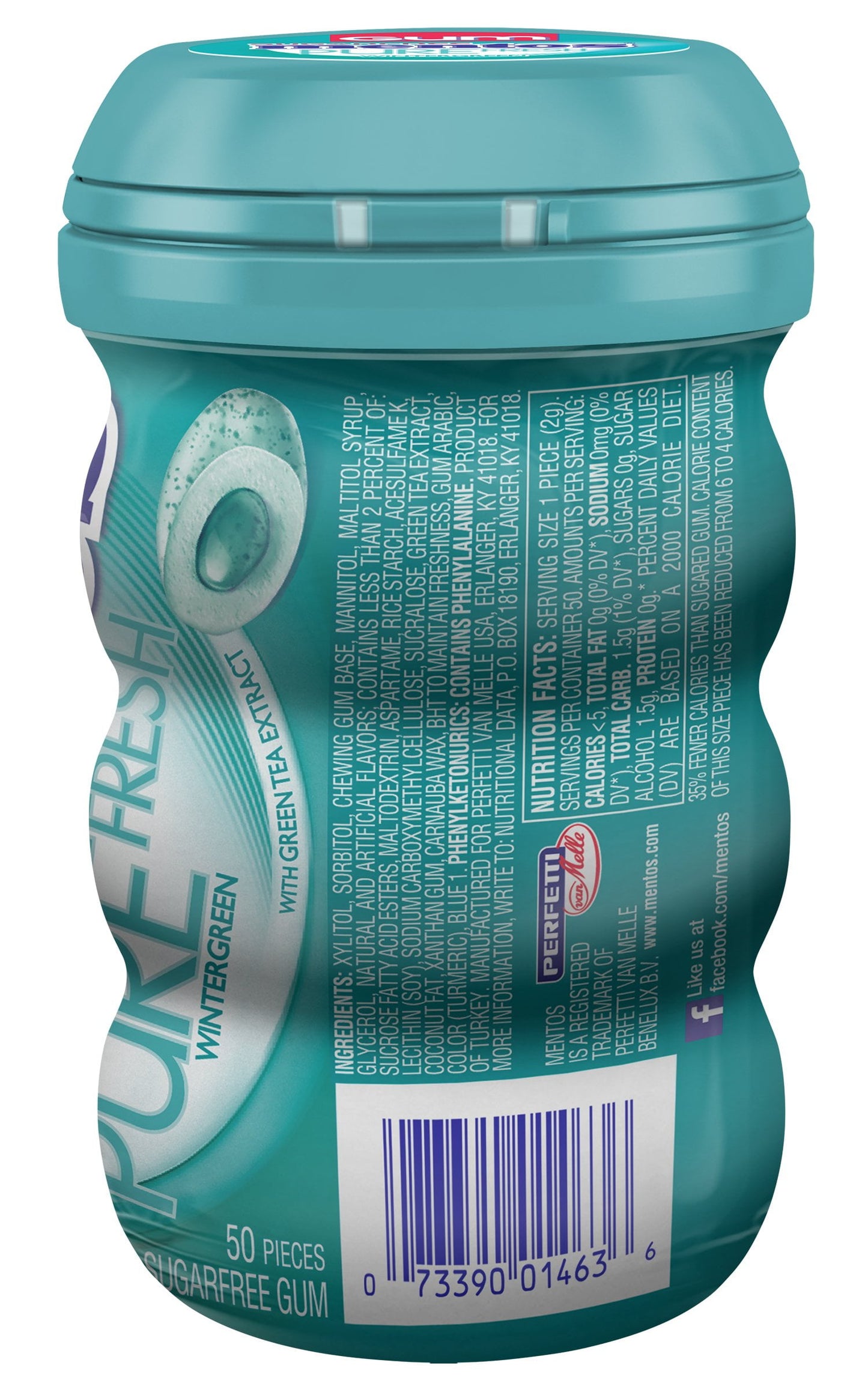 Mentos Pure Fresh Sugar-Free Chewing Gum, Wintergreen, 50 Ct, (6 Pk, 300 Total Pieces)
