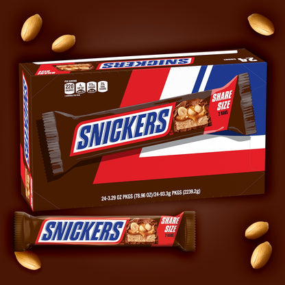 Snickers Chocolate Candy Bars Share Size - 3.29 oz. 24 ct. Bulk Pack