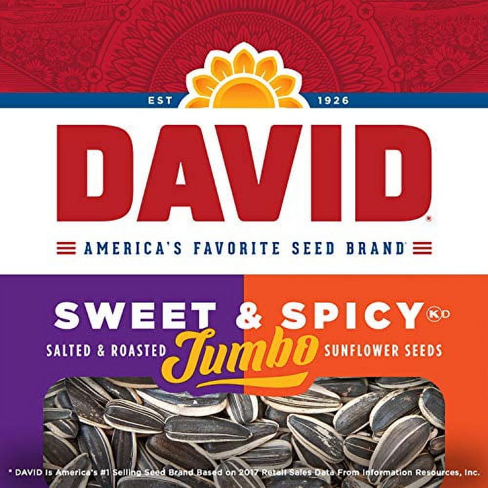 David Jumbo Sweet and Spicy Sunflower Seeds, 5.25 Oz., 12 Count