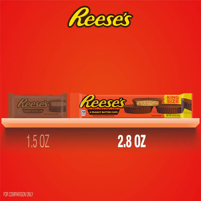 Reese's Milk Chocolate King Size Peanut Butter Cups Candy, Packs 2.8 oz, 24 Count
