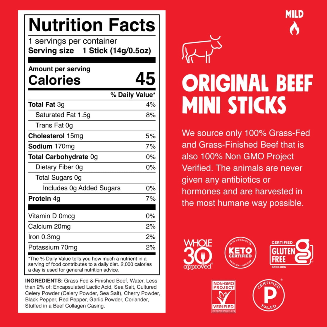 Chomplings Original Beef Mini Jerky Meat Sticks, 4g of Protein (6 Count)