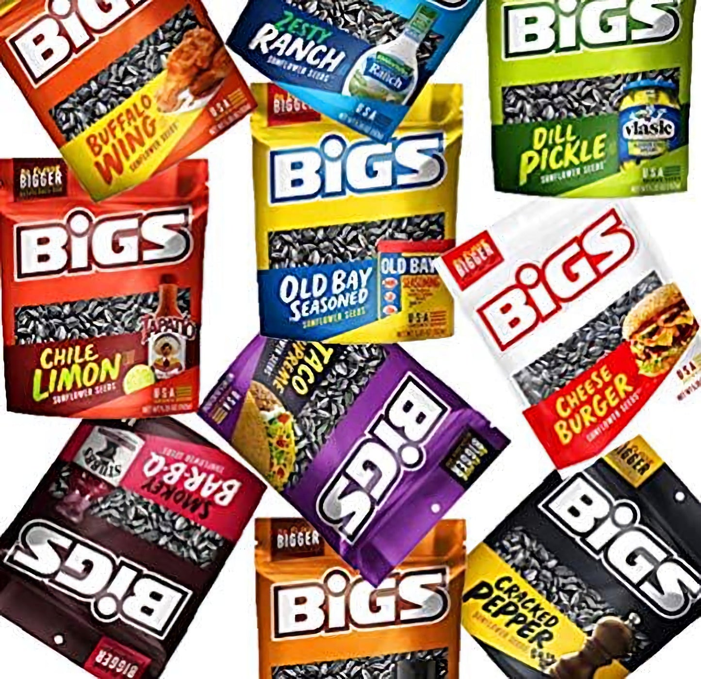 BIGS Sunflower Seeds Variety Sampler Value Pack | Includes Taco, Cheeseburger, Pickle, Old Bay, Pizza, Chili Lime, Bacon, BBQ, Ranch, Black Pepper