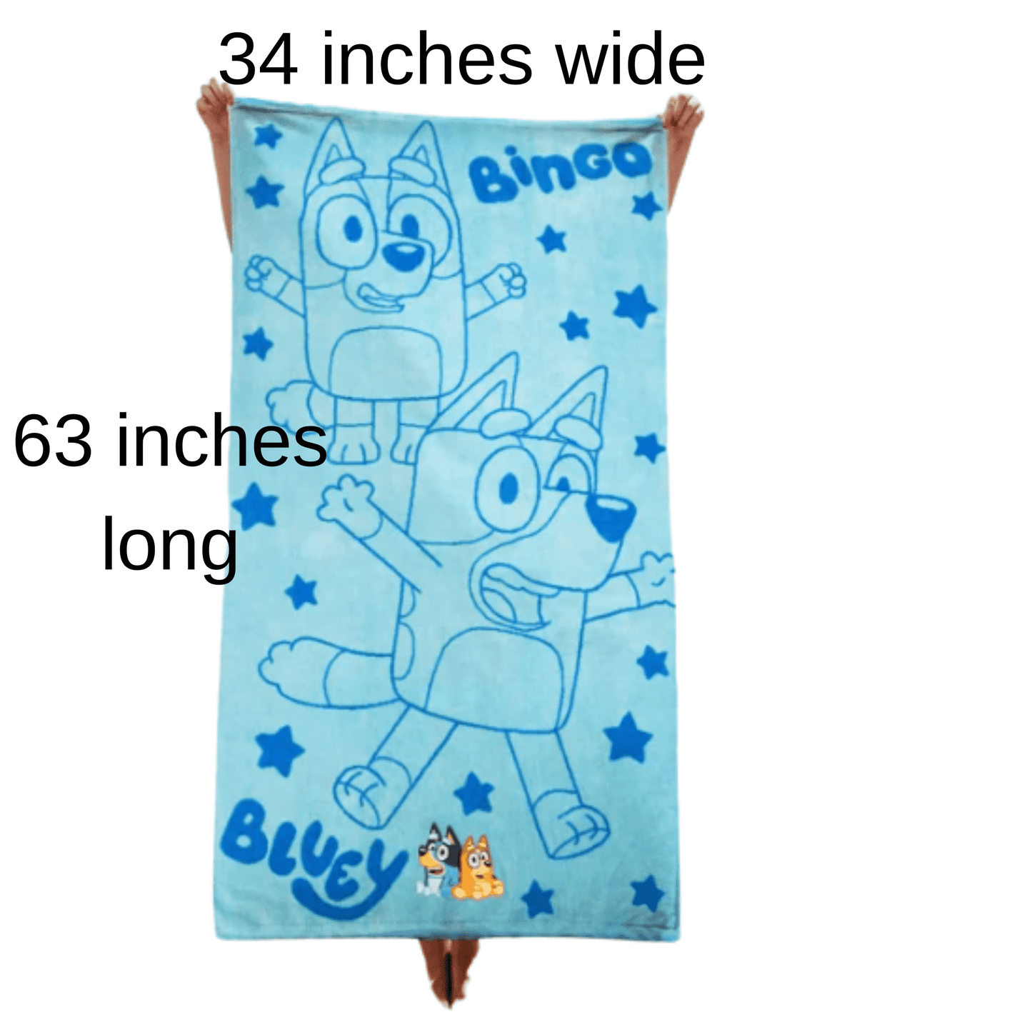 Bluey Beach Oversized 100% Cotton Towel with Embroidered 1 Count