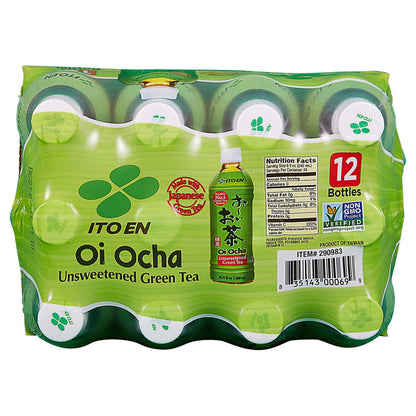 Ito En Oi Ocha Unsweetened Green Tea, 16.9 fl oz, 12-count
