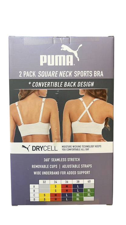 PUMA Women's 2 Pack Seamless Sports Bra Large