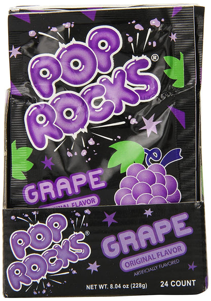 POP ROCKS Popping Candy, Grape, 0.33 oz, 24 Count