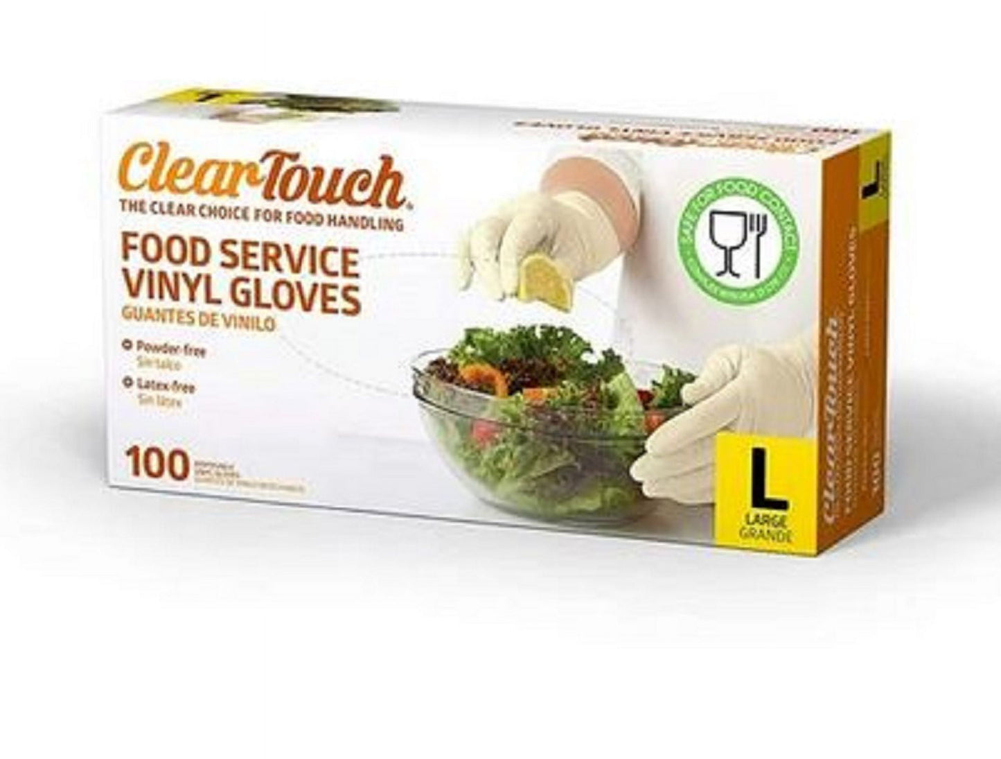 Clear-Touch Food Service Vinyl Gloves, Large, 300 ct