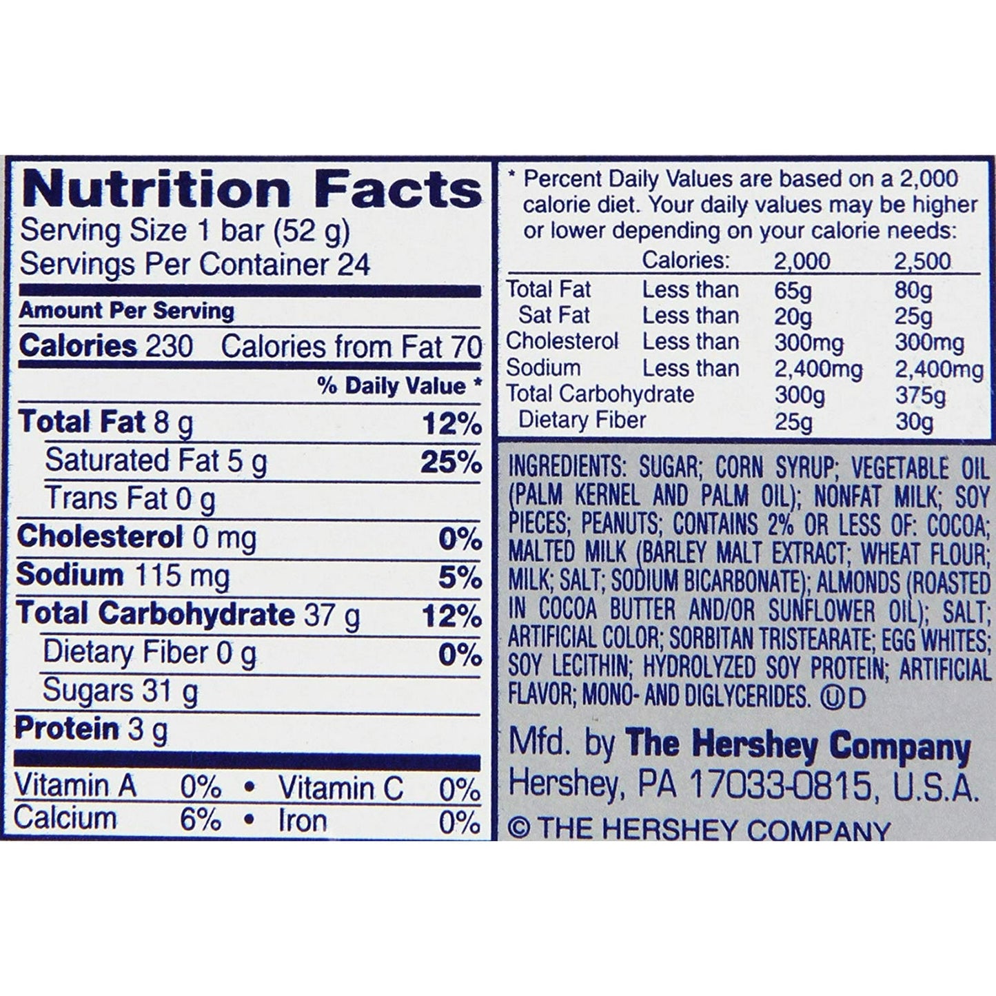 Zero Candy Bars, 1.85 Oz., 24 Count