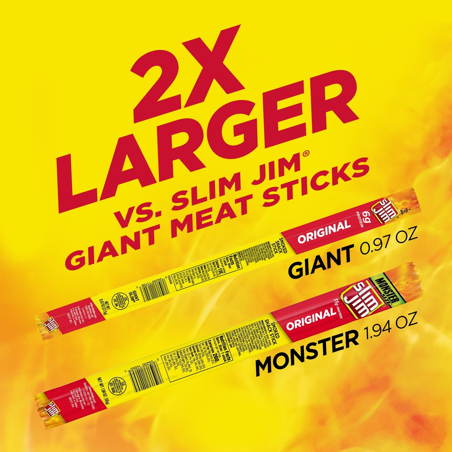 Slim Jim Monster Smoked Meat Sticks, Original Flavor, 1.94 oz. 18-Count