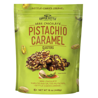 Copper Kettle Candy Co Dark Chocolate Pistachio Caramel Clusters 16 oz