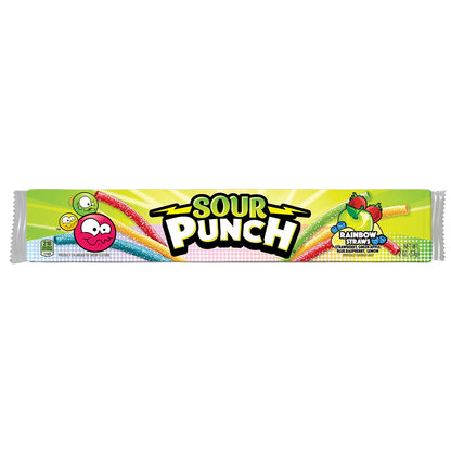 Sour Punch Rainbow Straws Chewy Candy 2oz Tray (24-Pack)