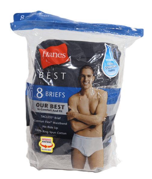Hanes Men's Comfort Flex Waist Wicking Cool Comfort Best Briefs, 8 Pack (Black/Grey, XL)