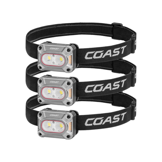 Coast CH1000R Rechargeable Dual Power Headlamps, 1,000L (Pack of 3)