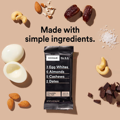 RXBAR Protein Bars Gluten-Free, Chocolate Sea Salt, 12 Count