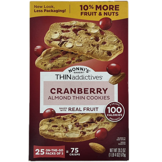 Thin Addictives Cranberry Almond Thin Cookies, 75 Count (20.3 Ounce)