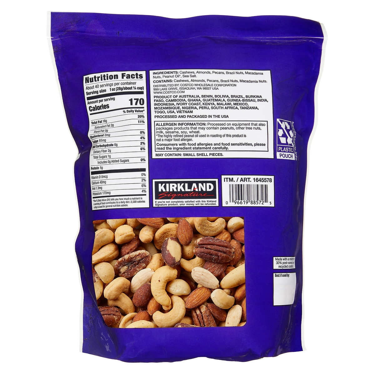 Kirkland Signature Extra Fancy Mixed Nuts Salted 2.5 Pounds