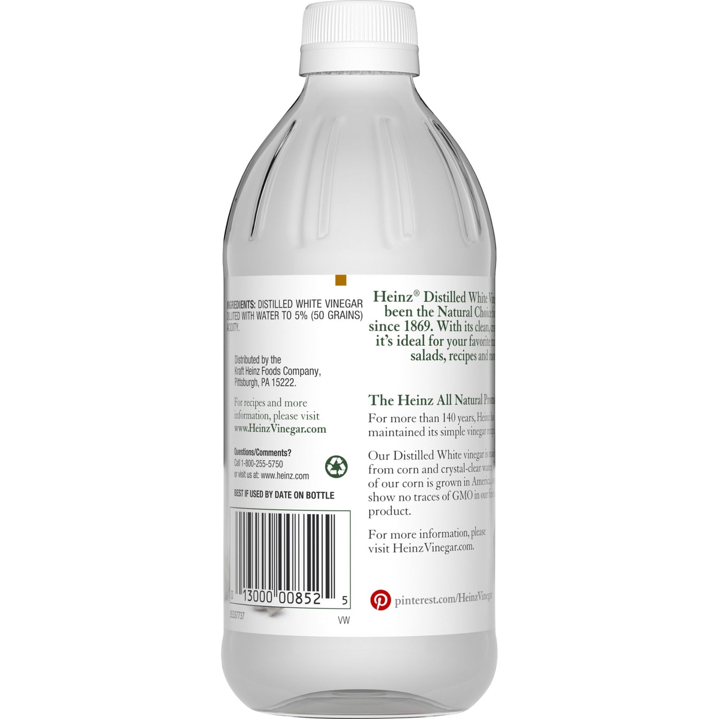Heinz All Natural Distilled White Vinegar with 5% Acidity, 16 fl oz Bottle