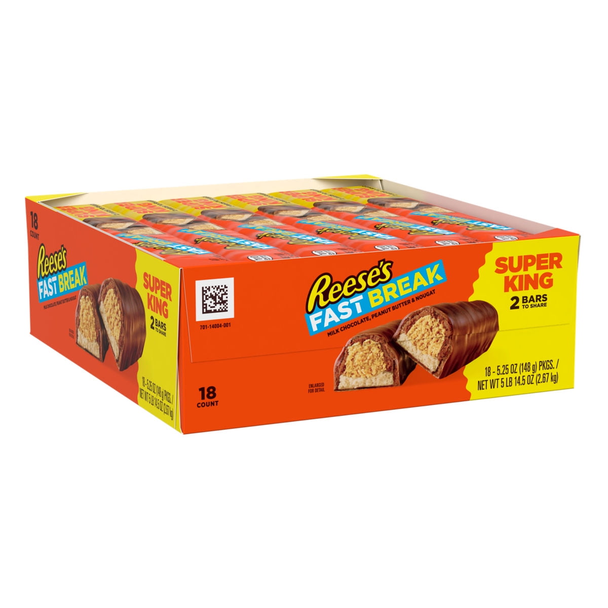 REESES FAST BREAK (MILK CHOCOLATE, PEANUT BUTTER & NOUGAT) SUPER KING SIZE BAR BOX