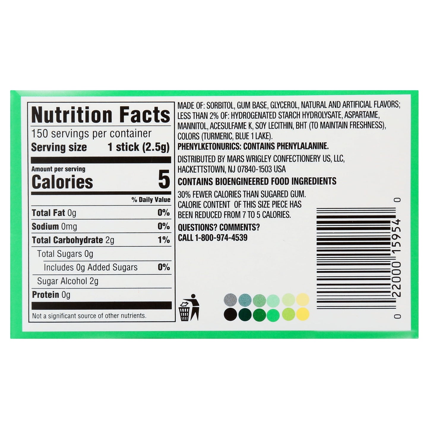 Extra Spearmint Sugar Free Chewing Gum Slim Packs - 10 Ct Bulk Bo