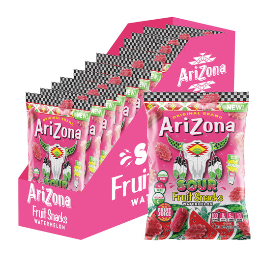 AriZona Fruit Snacks, Sour Watermelon - NEW - Gluten Free Snacks - 5 Ounce Individual Bags (Pack of 12)