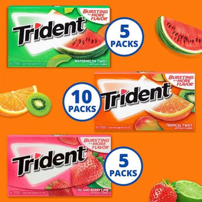 Trident Fruit Variety Pack Sugar Free Gum (14 per Pk., 20 Pk.)