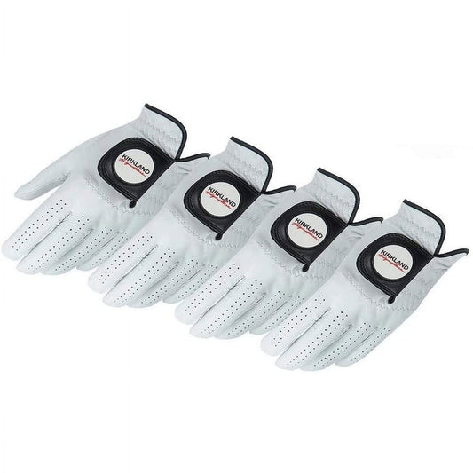 Kirkland Signature Premium Leather Golf Glove Right Handed Golfer 4Pk, White XL