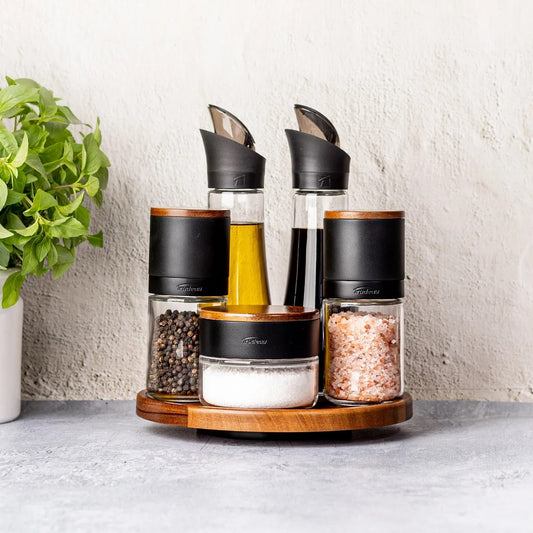 Trudeau Lazy Susan Seasoning Station, 6 Piece Set