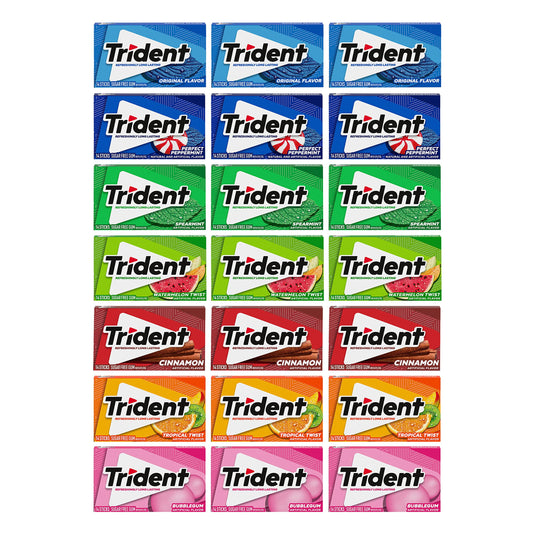 Trident Sugar-Free Chewing Gum KEF28 Variety Pack Candy, Assorted Flavors, 21 Packs of 14 Pieces (294 Total Pieces)