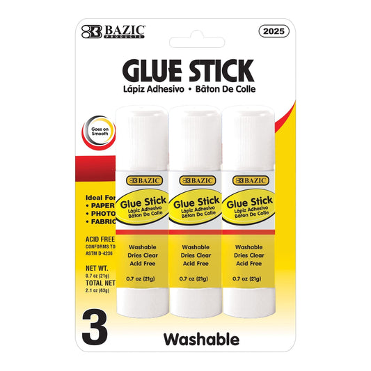 BAZIC Glue Stick 21g/0.7 Oz, Acid Free Glue (3/Pack), 1-Pack