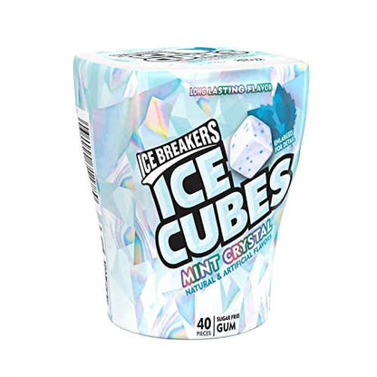 ICE BREAKERS ICE CUBES MINT CRYSTAL Sugar Free Chewing Gum, Made with Xylitol, 3.24 oz Bottles (6 Count, 40 Pieces)
