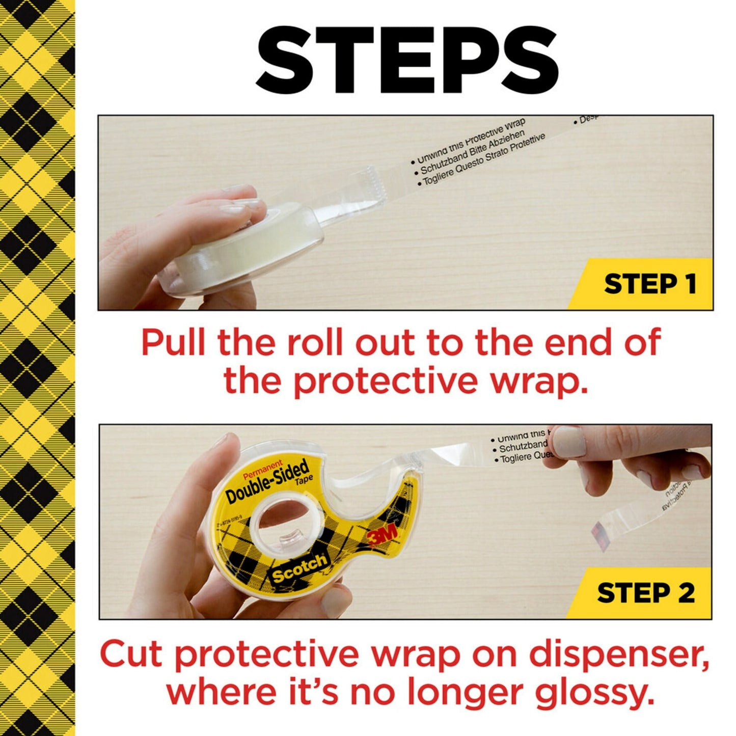 Scotch Double Sided Tape, Clear, 1/2" x 500", 6 Dispensers