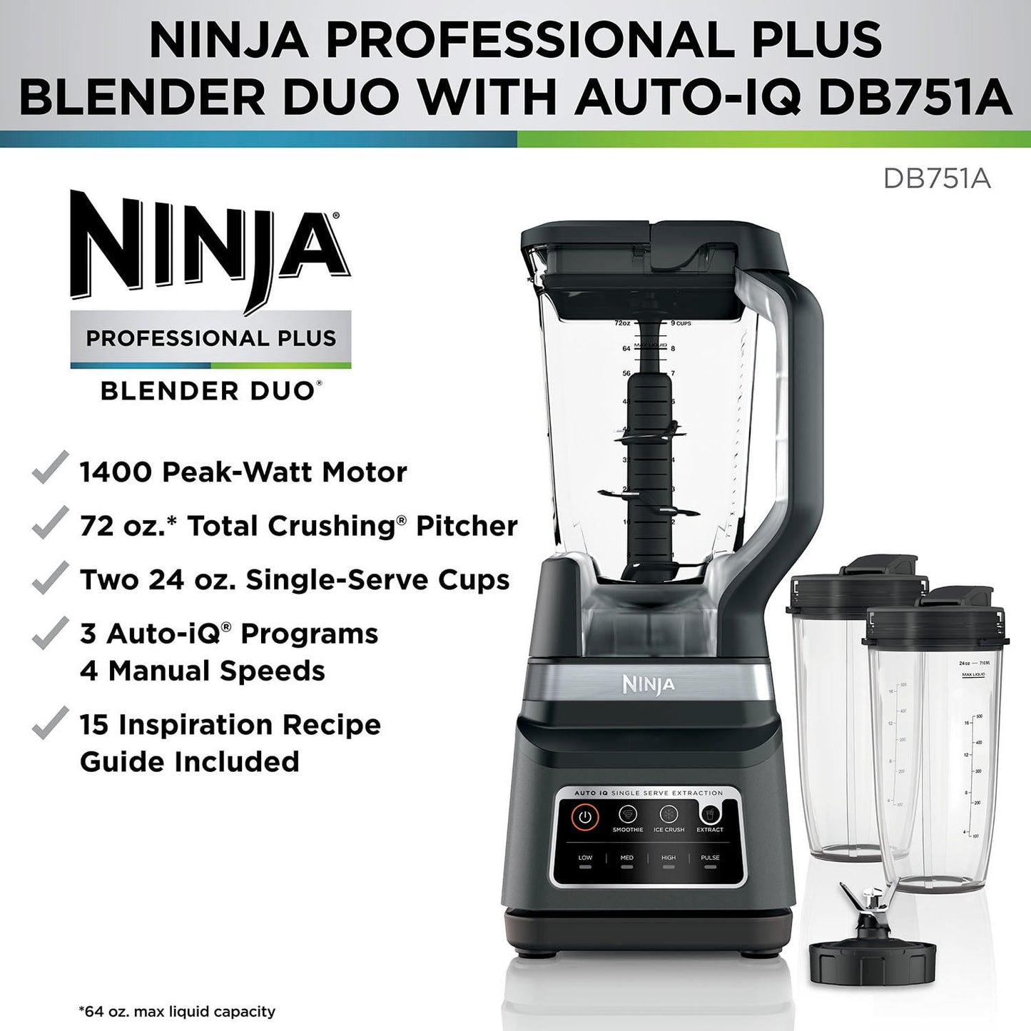 Ninja Professional Plus Blender DUO with Auto-iQ, Nutrient Extraction