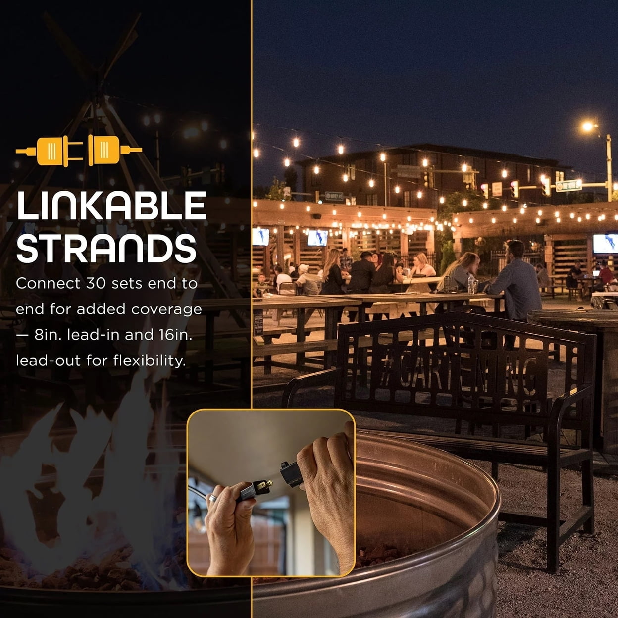 EcoScapes Outdoor LED Cafe Lights (24 Bulbs 48 Feet)