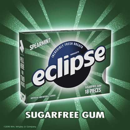 Eclipse Spearmint Chewing Gum Tear Pack, 18 Pieces, 8 Count