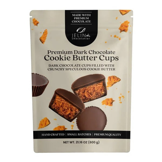 Jelina Chocolatier Dark Chocolate Cookie Butter Cups, 21.16 Ounce