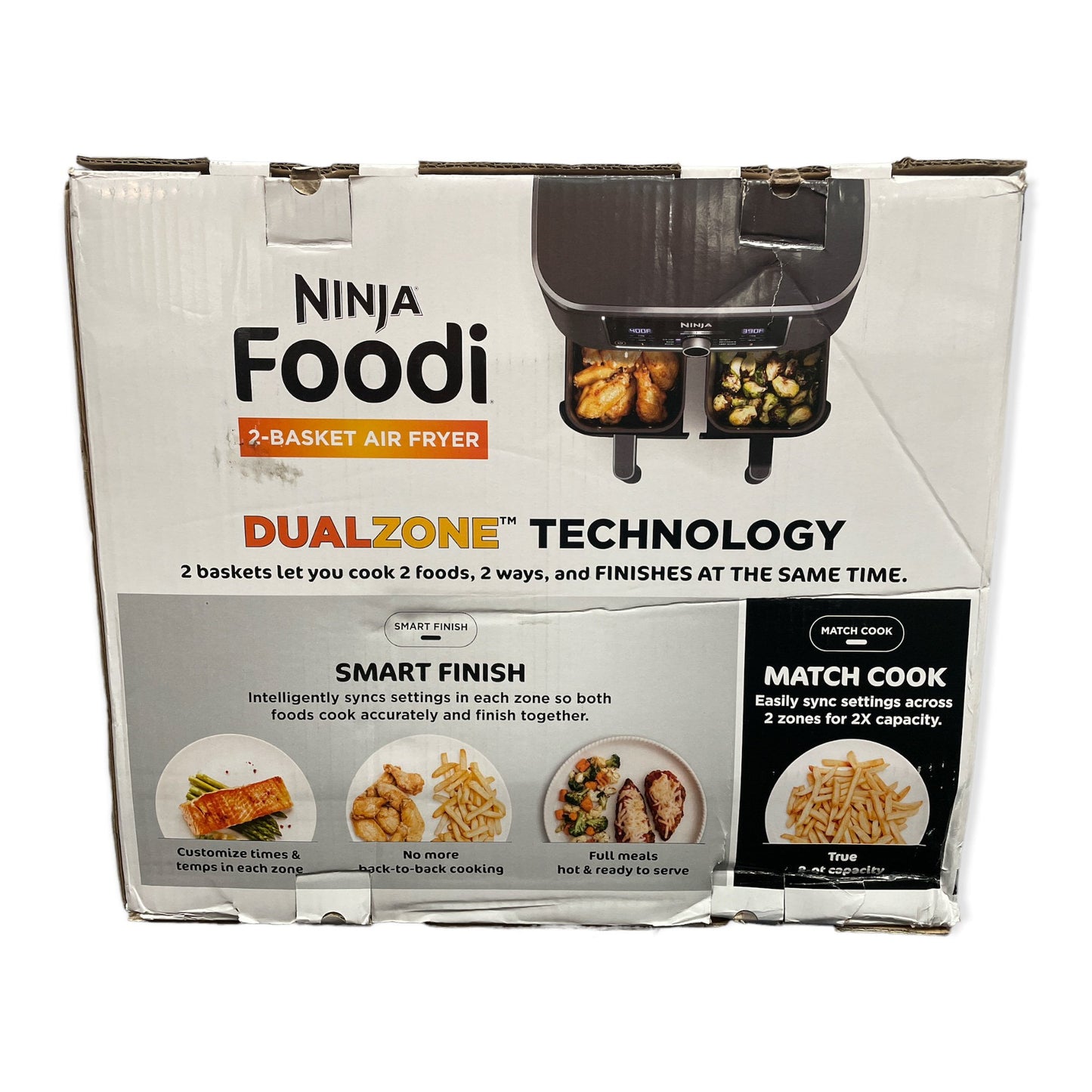 Ninja Foodi 8 qt 2-Basket Air Fryer, Black - DualZone Technology, Smart Finish