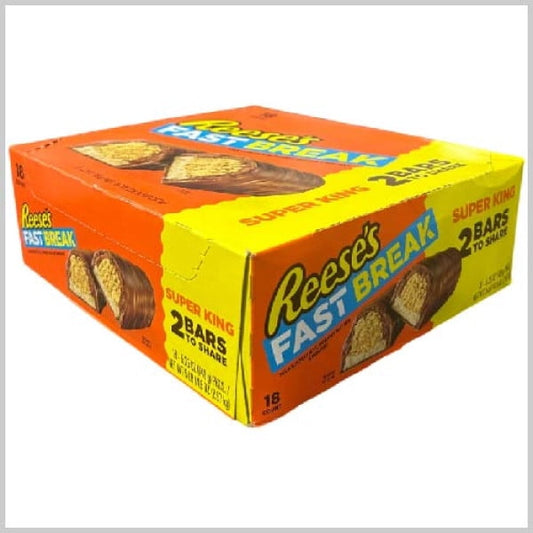 REESES FAST BREAK (MILK CHOCOLATE, PEANUT BUTTER & NOUGAT) SUPER KING SIZE BAR BOX