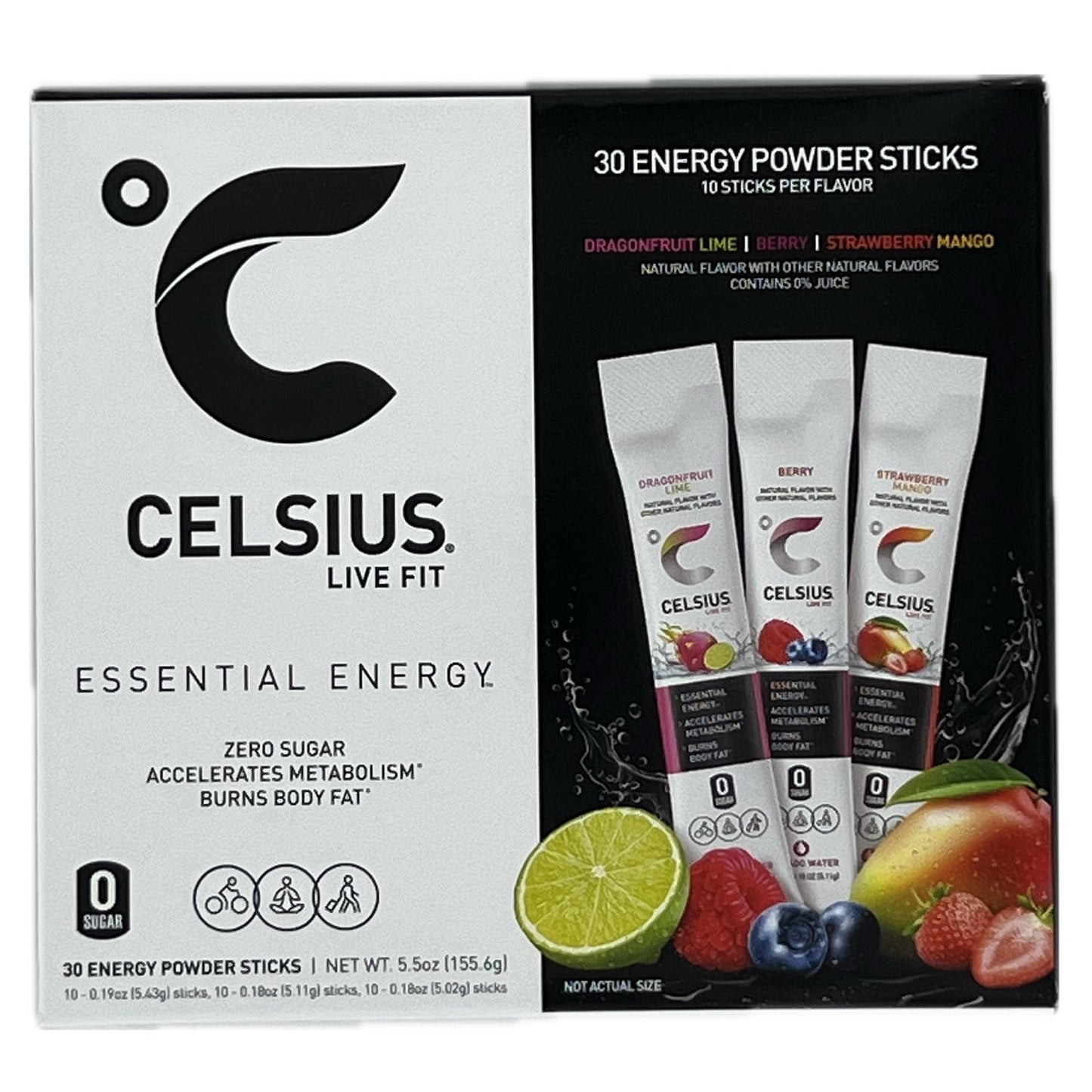 Celsius Essential Energy On the Go Energy Powder Sticks, Variety (30 Count)